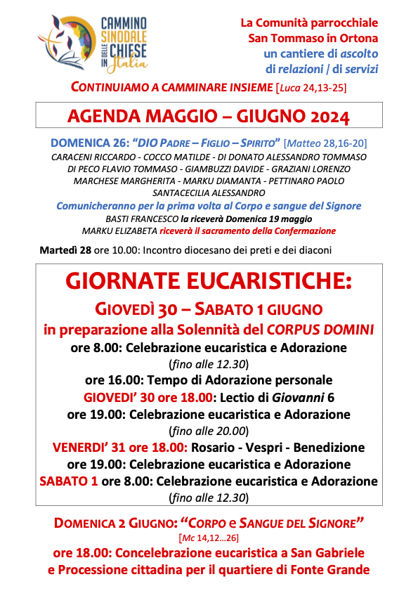 AGENDA comunitaria Maggio2024