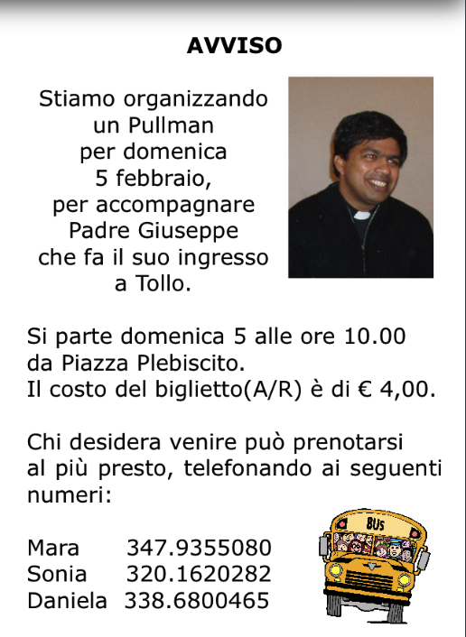 Avviso per Padre Giuseppe Avviso per Padre Giuseppe